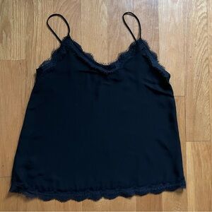 ZARA Black Lace Trim Cami Top, Small